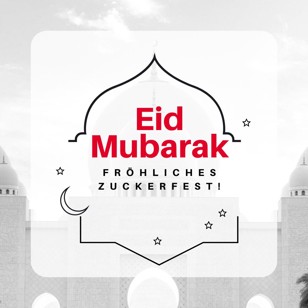 Grafik mit Aufschrift Eid Mubarak - secura protect Logo