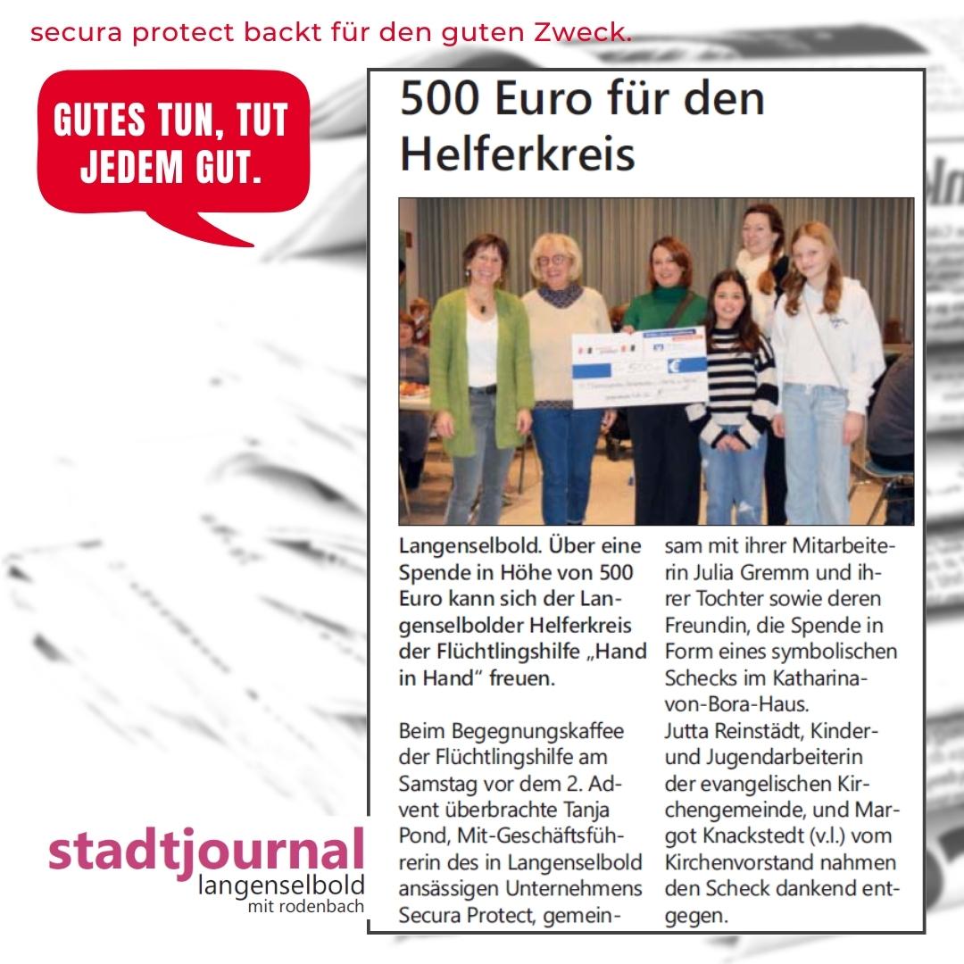Zeitungsartikel Stadtjournal mit Tanja Pond bei Spende 500 Euro